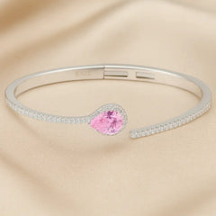Mashha 925 Silver Rosé Droplet Bangle Mashha