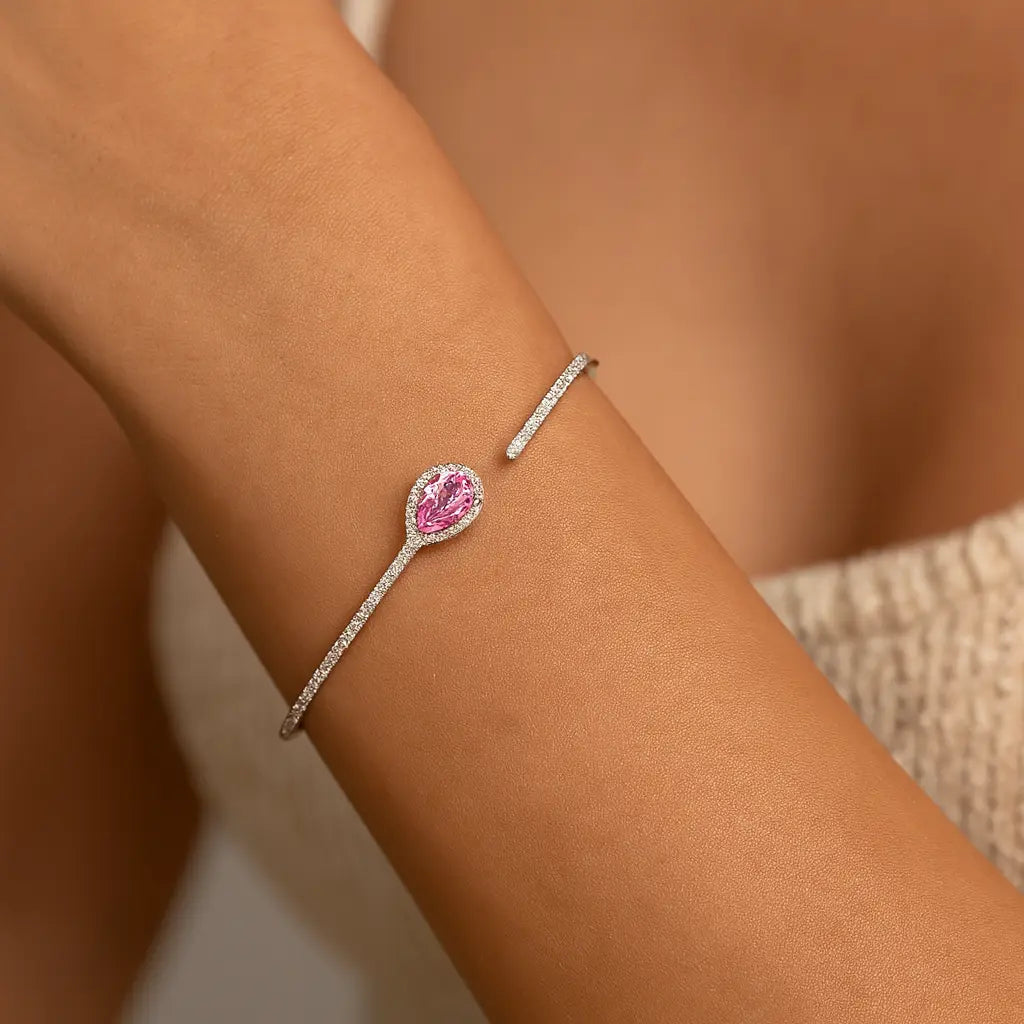 Mashha 925 Silver Rosé Droplet Bangle Mashha