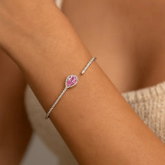 Mashha 925 Silver Rosé Droplet Bangle Mashha