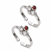 Mashha 925 Silver Red & White Elegance Toe Ring