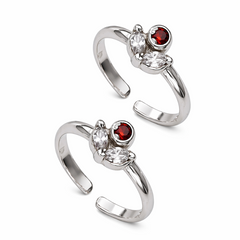 Mashha 925 Silver Red & White Elegance Toe Ring Mashha