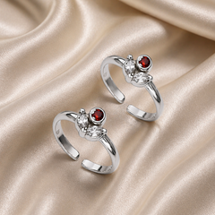 Mashha 925 Silver Red & White Elegance Toe Ring Mashha