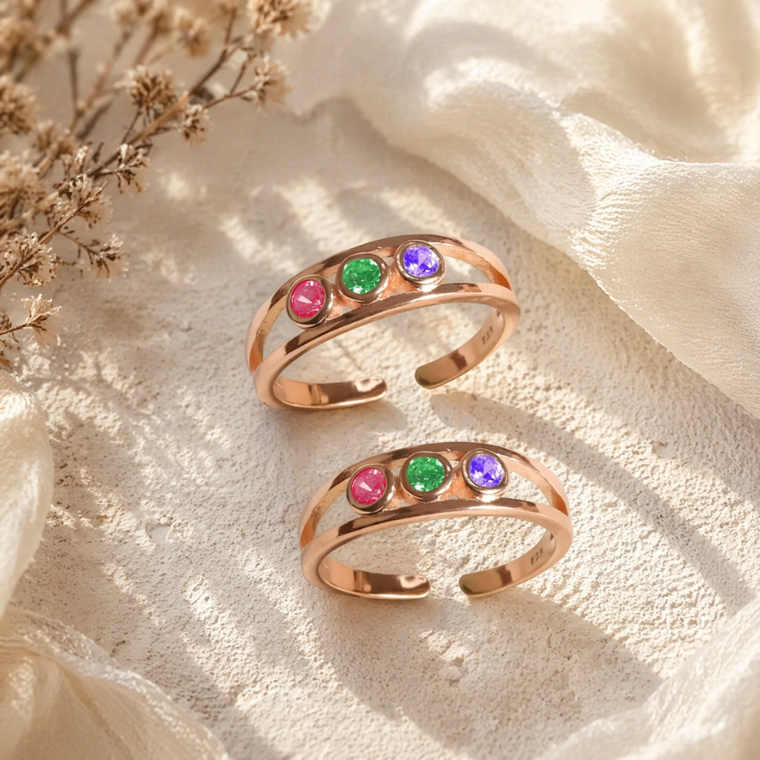 Mashha 925 Silver Multicolor Elegance Toe Ring Mashha