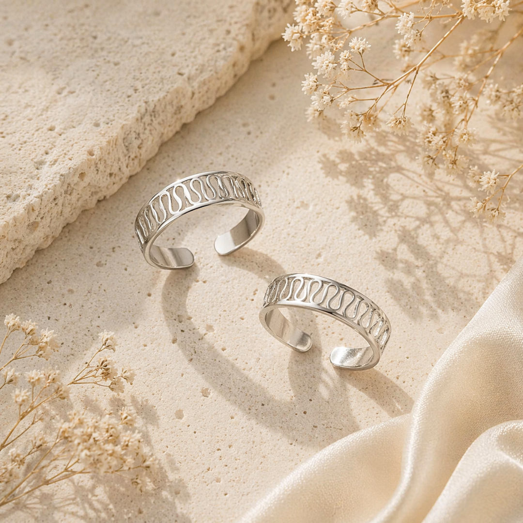 Mashha 925 Silver Flow Pattern Toe Ring Mashha
