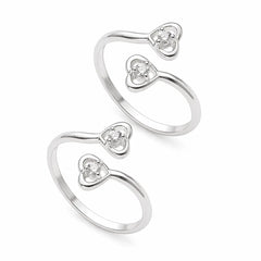 Mashha 925 Silver Heart Sparkle Toe Rings (Pair) Mashha