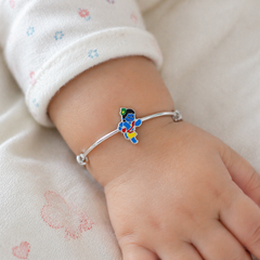 Silver Enamel Baby Kada - Little Krishna Edition