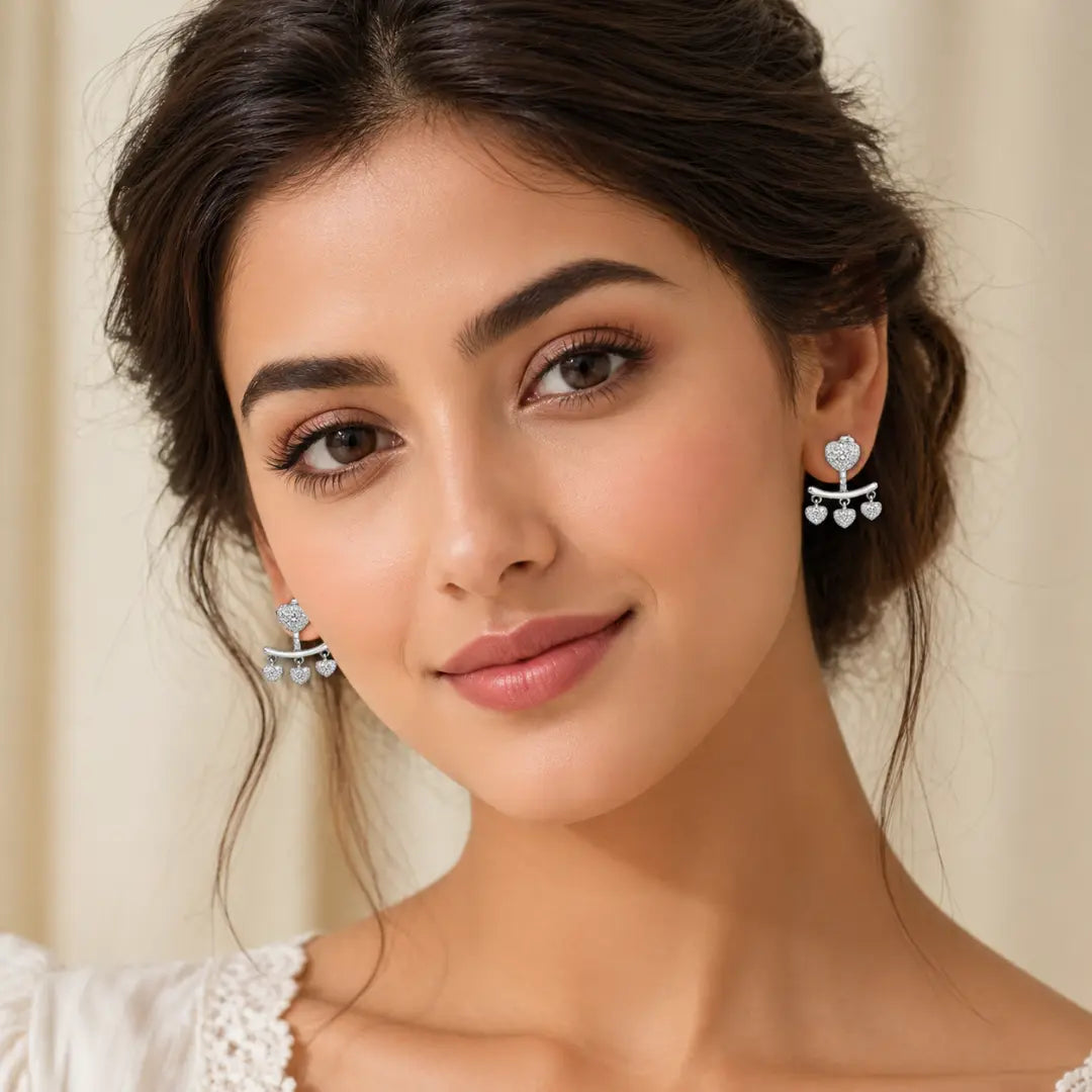 Mashha 925 Silver Stud cum Earring (silver) Mashha