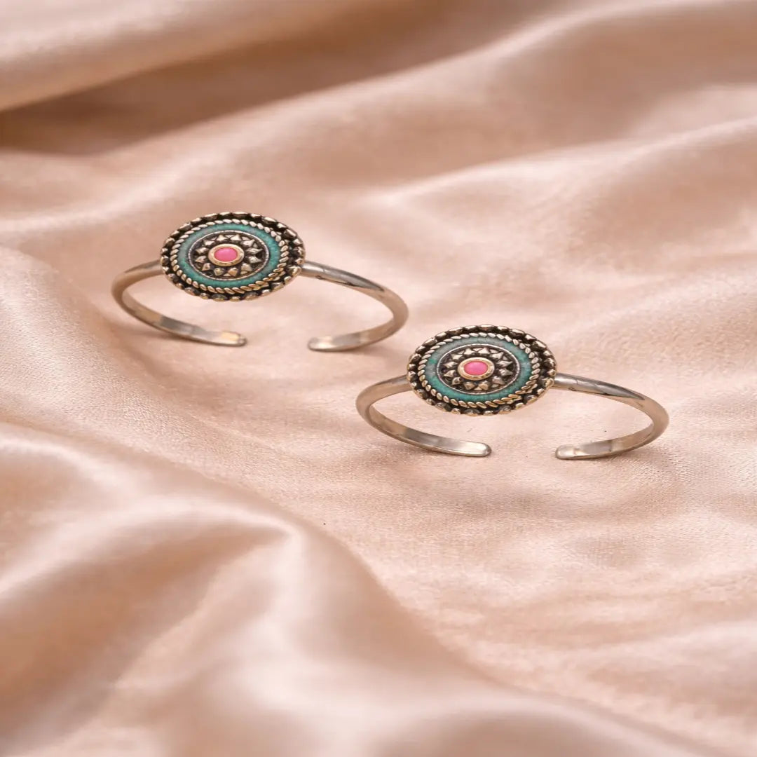 Mashha 925 Silver Tribal Enamel Toe Ring Mashha