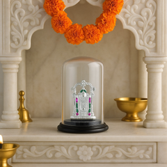 Mashha Pure Silver Tirupati Balaji Idol in Glass Dome