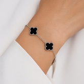 Mashha 925 Silver Three-Leaf Clover Bracelet