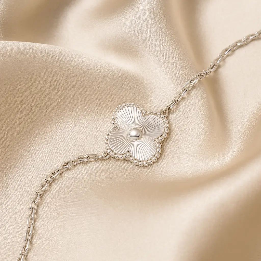Sterling Silver Clover Satin Bracelet Mashha