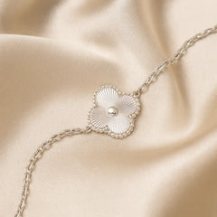 Sterling Silver Clover Satin Bracelet Mashha