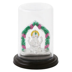 Silver Lord Ganesha Idol in Glass Dome Mashha