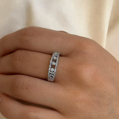 Mashha 925 Silver Rhodium Plated Dual Stone Dancing Ring Mashha