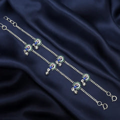 Peacock Charm Silver Anklet Set for Babies Mashha