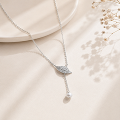 Mashha 925 Silver Leaf & Pearl Drop Pendant chain Mashha
