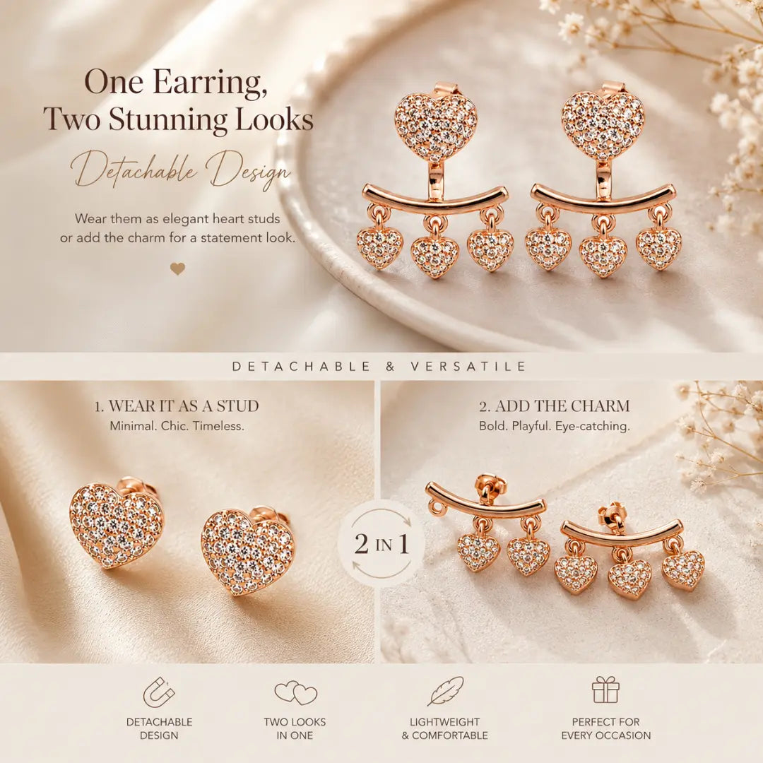 Mashha 925 Silver Stud cum Earring (Gold) Mashha