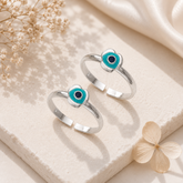 Mashha 925 Silver Aqua Aura Evil Eye Toe Rings Mashha