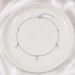 Mashha 925 Silver Rhodium Plated Celeste Star Anklet Mashha