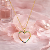 Mashha 925 Silver Rainbow Heart Pendant Necklace