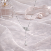 Silver Leaf & Pearl Drop Pendant