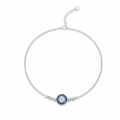 Mashha 925 Silver Evil Eye Silver Anklet Pair