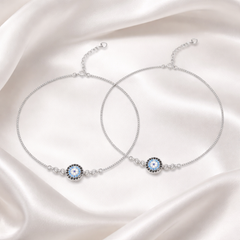 Mashha 925 Silver Evil Eye Silver Anklet Pair