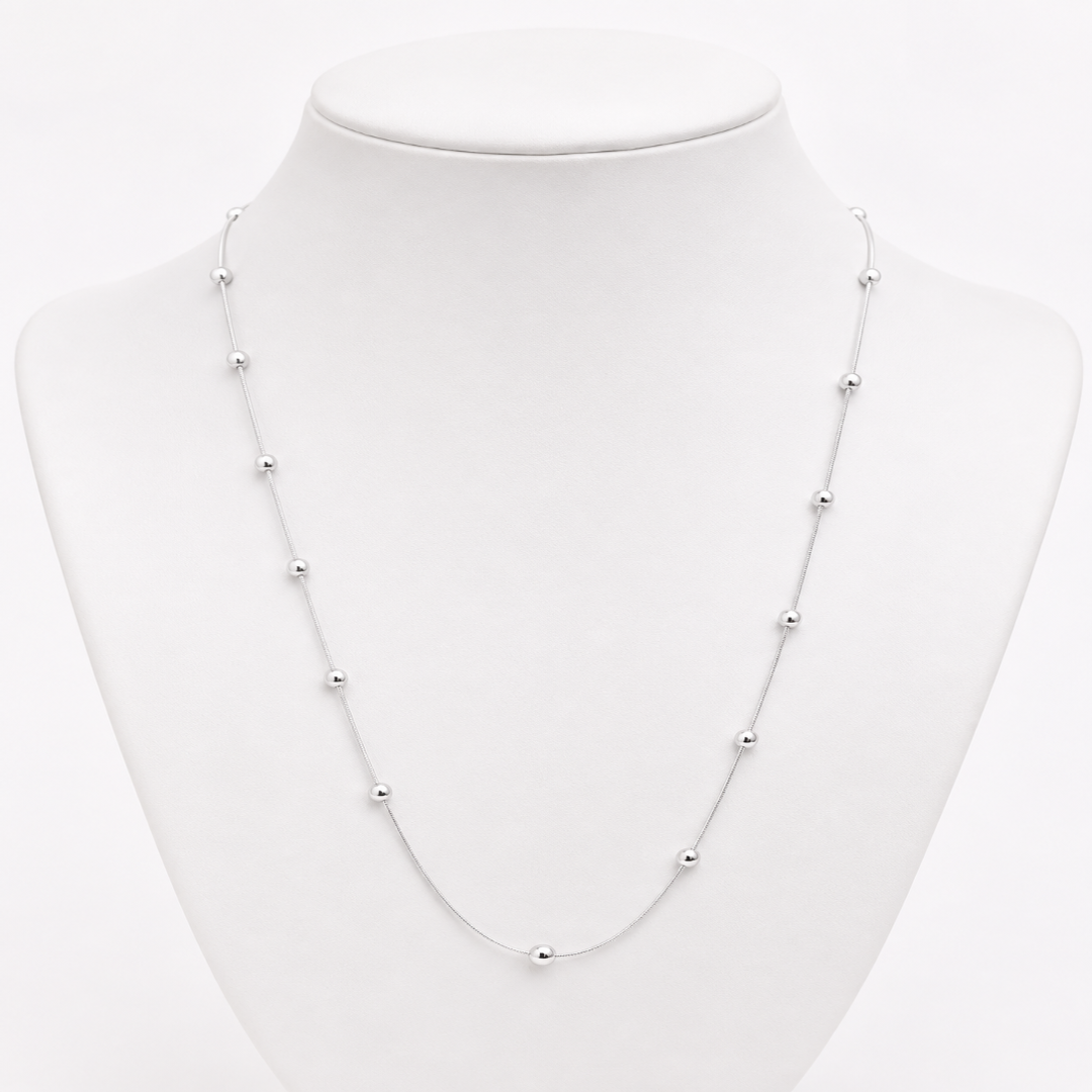 Mashha 925 Sterling Silver Rhodium Plated Celeste Bead Chain Mashha