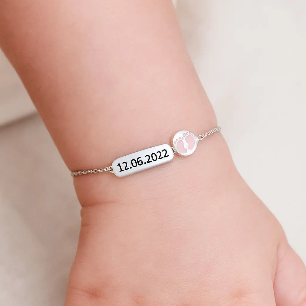Tiny Steps 925 Silver Baby Bracelet – Personalized with any birthdate or name Mashha