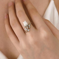 Mashha 925 Silver Rosebud Adjustable Ring