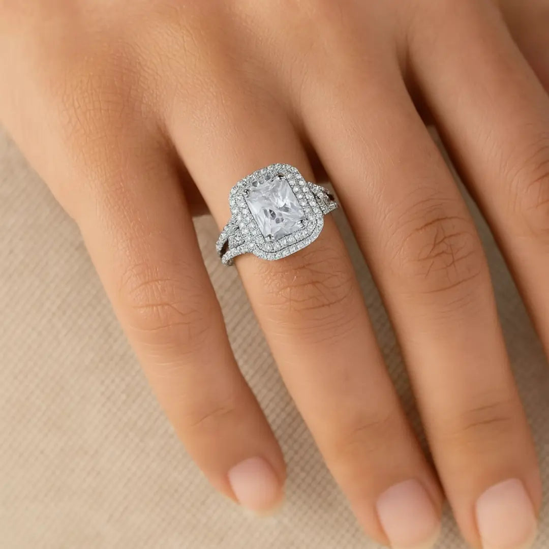Mashha 925 Silver Rhodium Plated Regal Radiance Ring Mashha