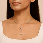Mashha 925 Silver Leaf & Pearl Drop Pendant