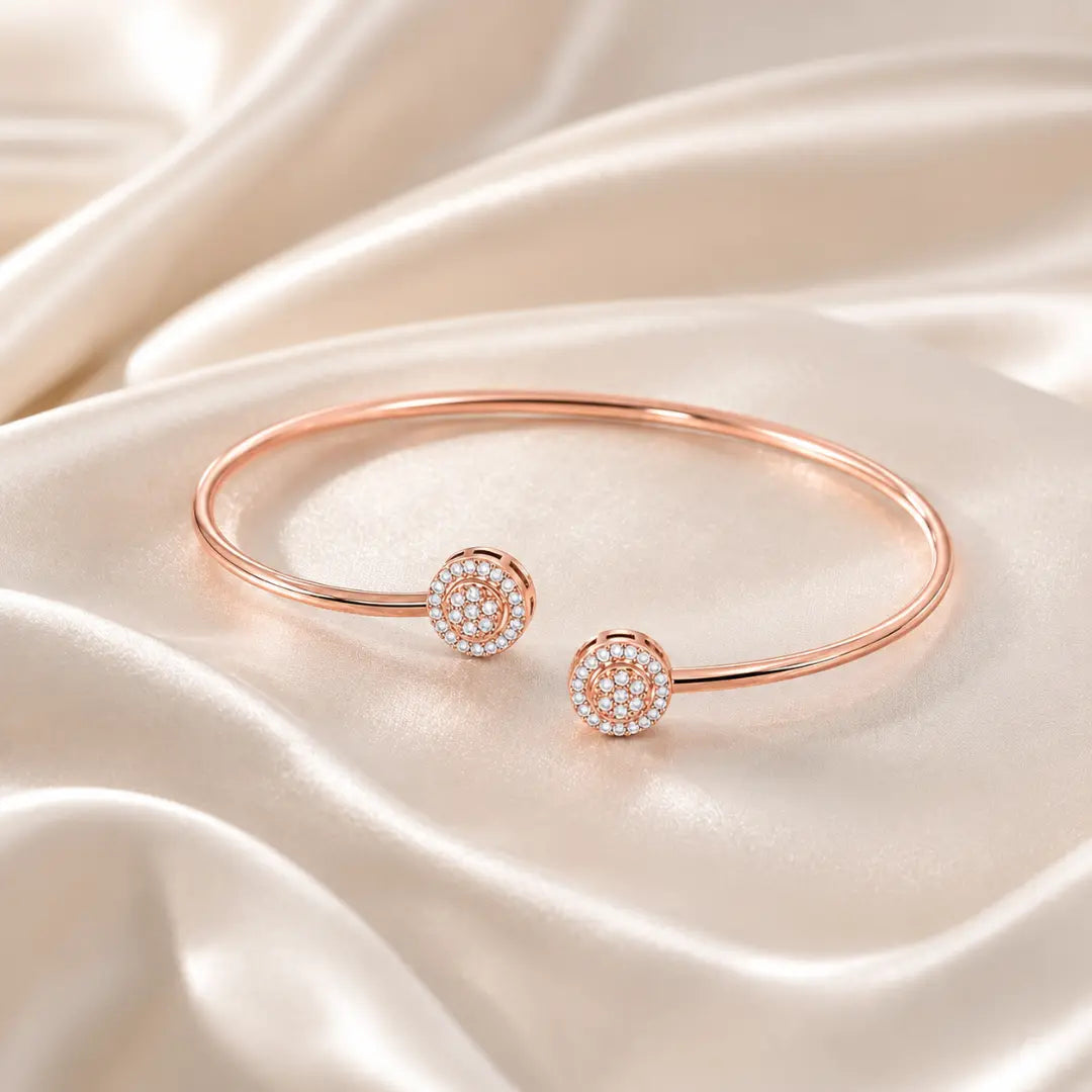 Radiance Dual Halo Bangle 18 Kt gold Plated Mashha