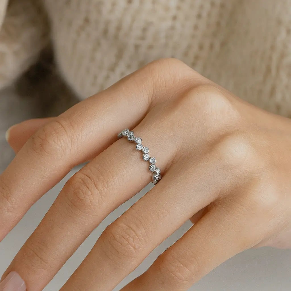 Mashha 925 Silver Sparkle Dot Ring ( Size-9) Mashha