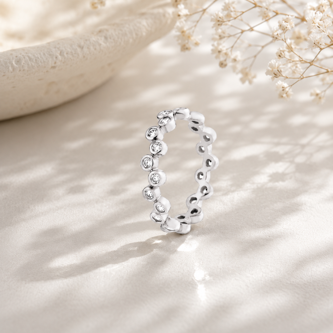 Mashha 925 Silver Sparkle Dot Ring ( Size-9) Mashha
