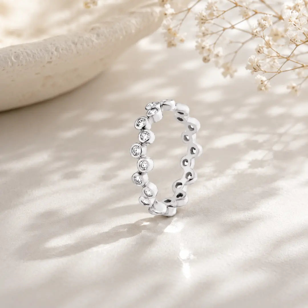 Mashha 925 Silver Sparkle Dot Ring ( Size-9) Mashha