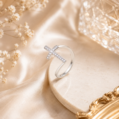 925 Silver Rhodium Plated Faithline Ring