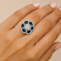 Midnight Bloom Cocktail Ring