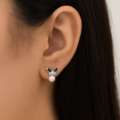 Midnight Pearl Butterfly Studs