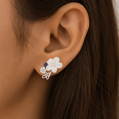 Ivory Bloom Silver Stud Earrings