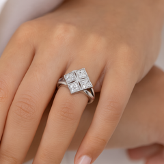 Geometric Sparkle Sterling Silver Ring