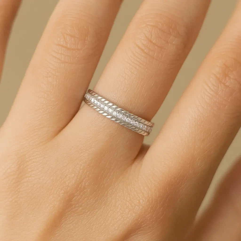Mashha Twisted Elegance 925 Silver Band Ring Mashha