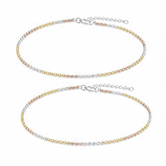 Mashha 925 Silver Tricolor Ball Payal (Pair) Mashha
