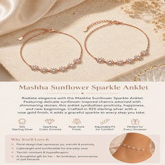 Mashha 925 Silver Sunflower Sparkle Anklet Mashha
