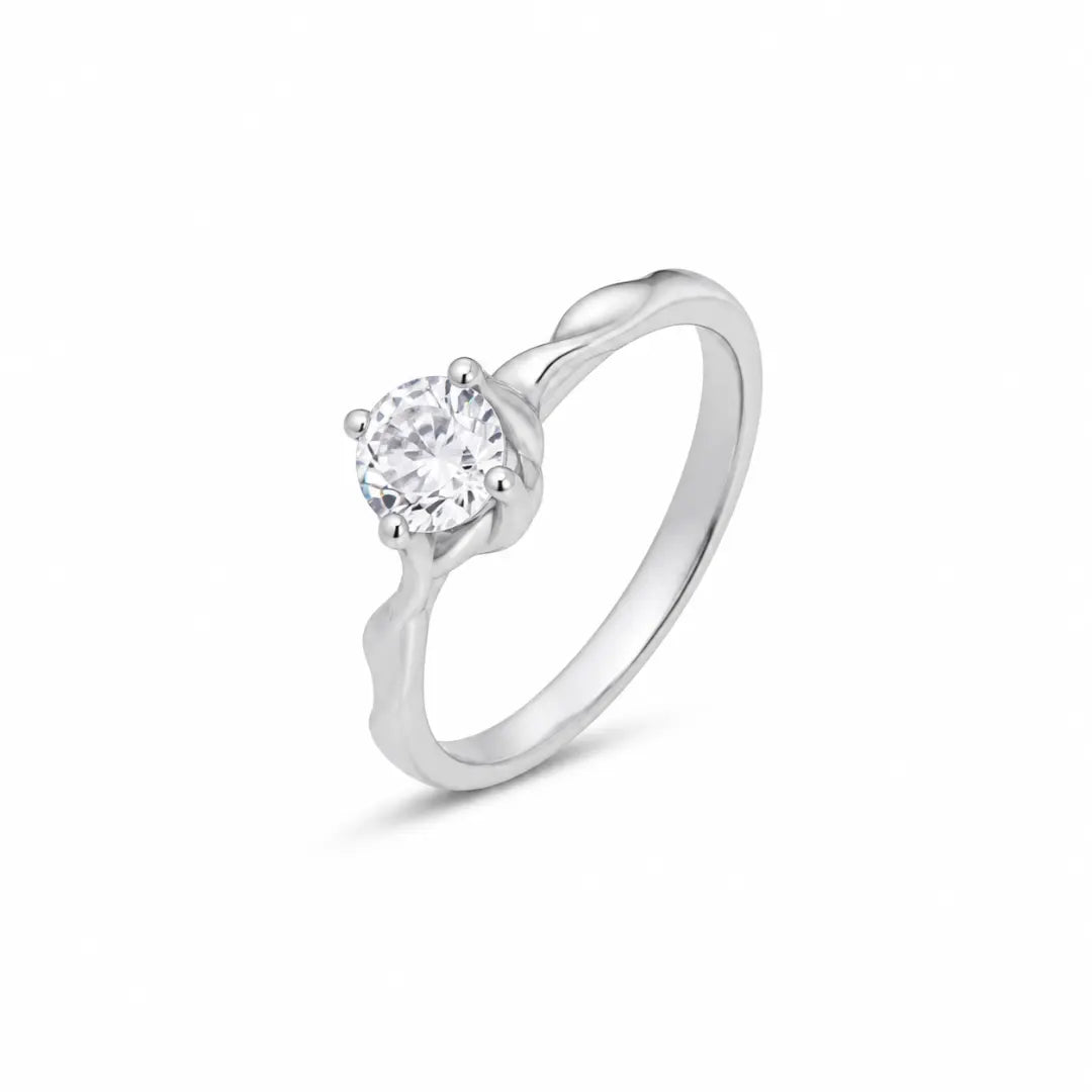 Moonlit Solitaire Silver Ring Mashha