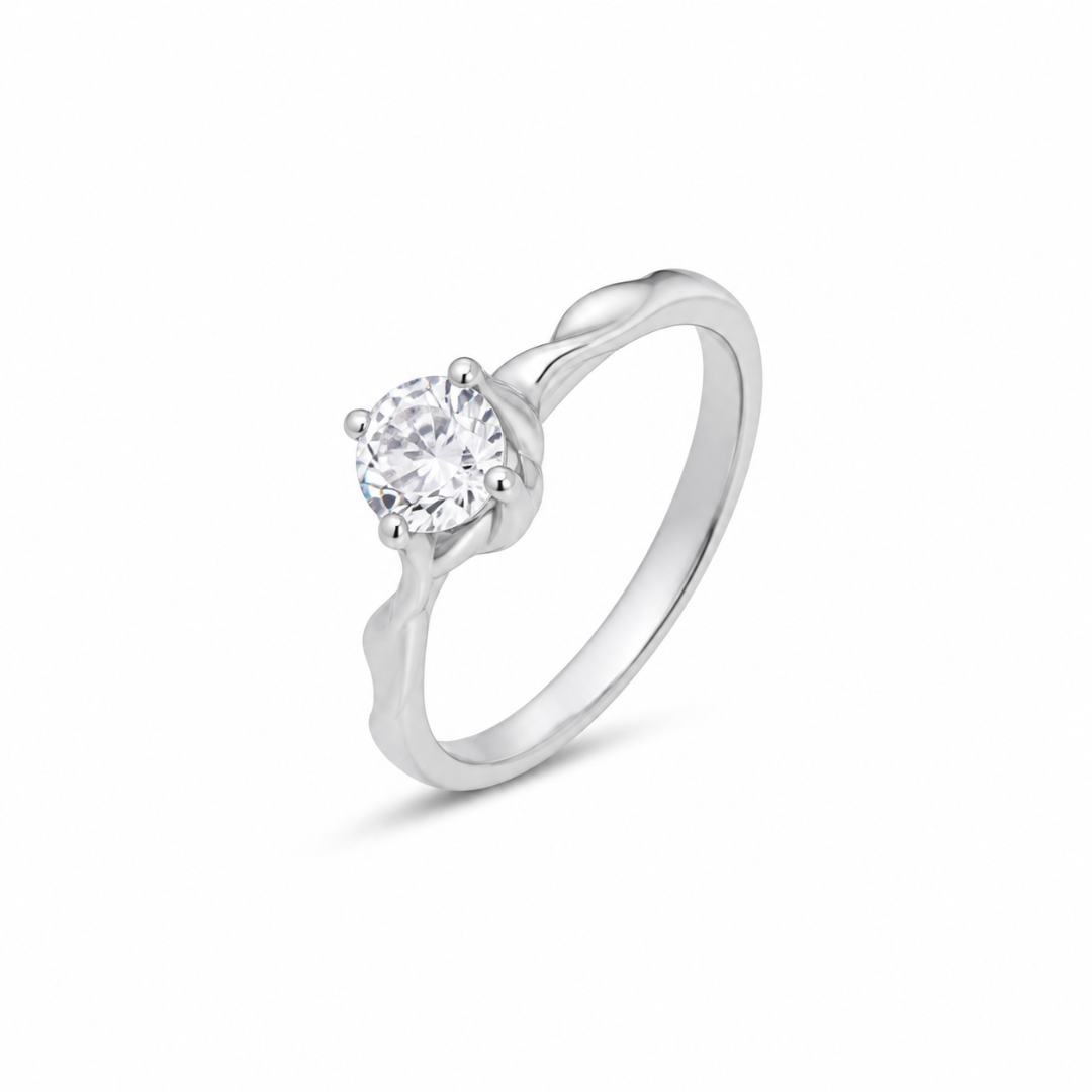 Moonlit Solitaire Silver Ring Mashha