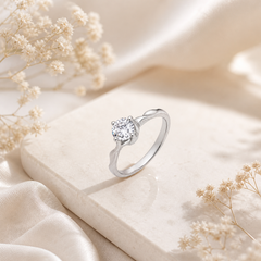 Moonlit Solitaire Silver Ring Mashha