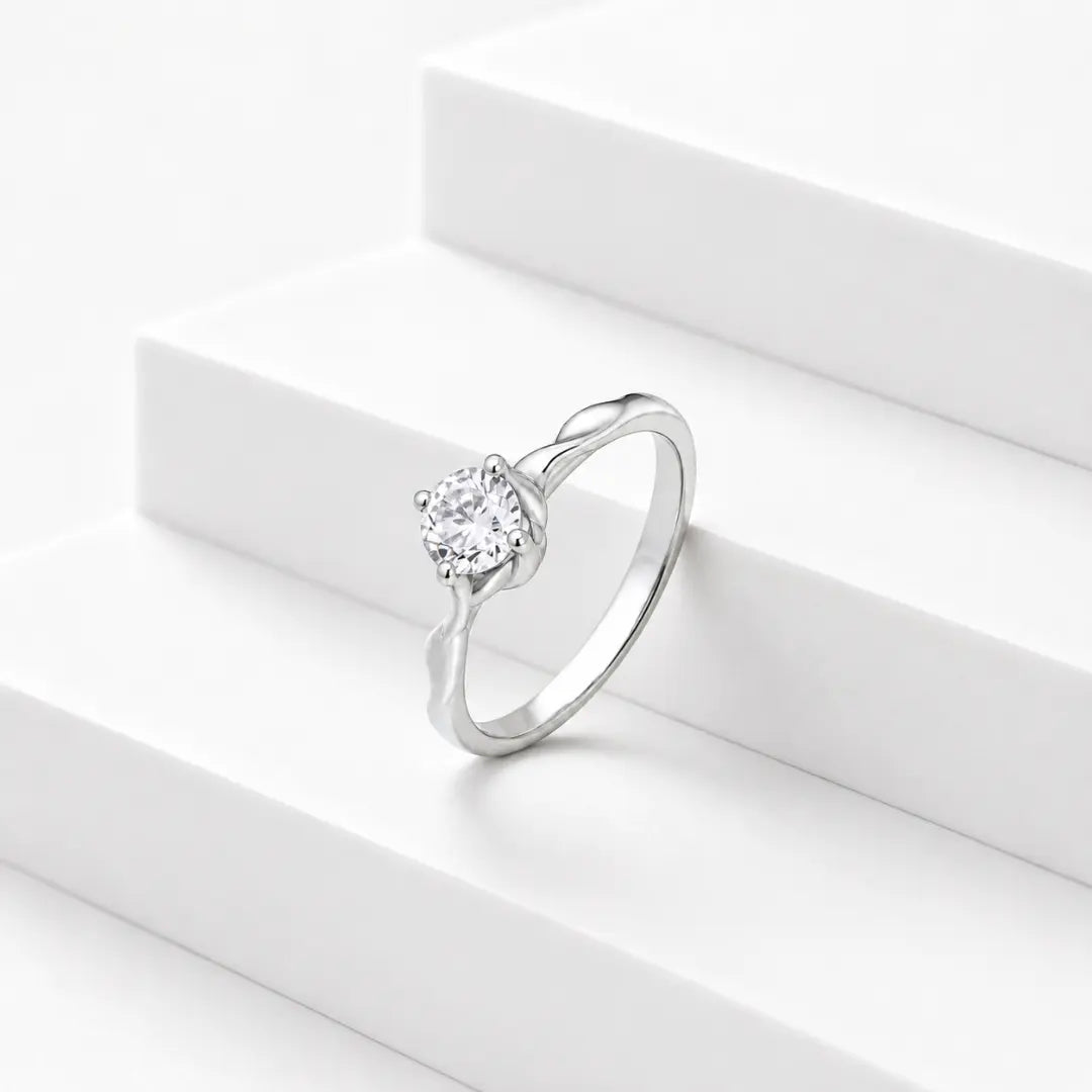Moonlit Solitaire Silver Ring Mashha