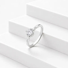 Moonlit Solitaire Silver Ring Mashha
