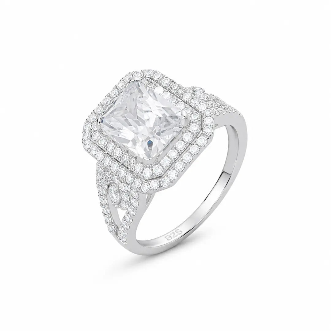 Mashha 925 Silver Rhodium Plated Regal Radiance Ring Mashha